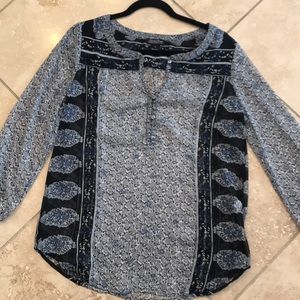 Lucky brand sheer blue flowered blouse